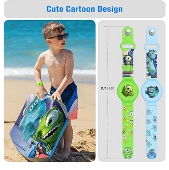 NWT AirTag Bracelet for Kids - 2 pack Monsters Inc Blue and Green - Picture 2 of 10